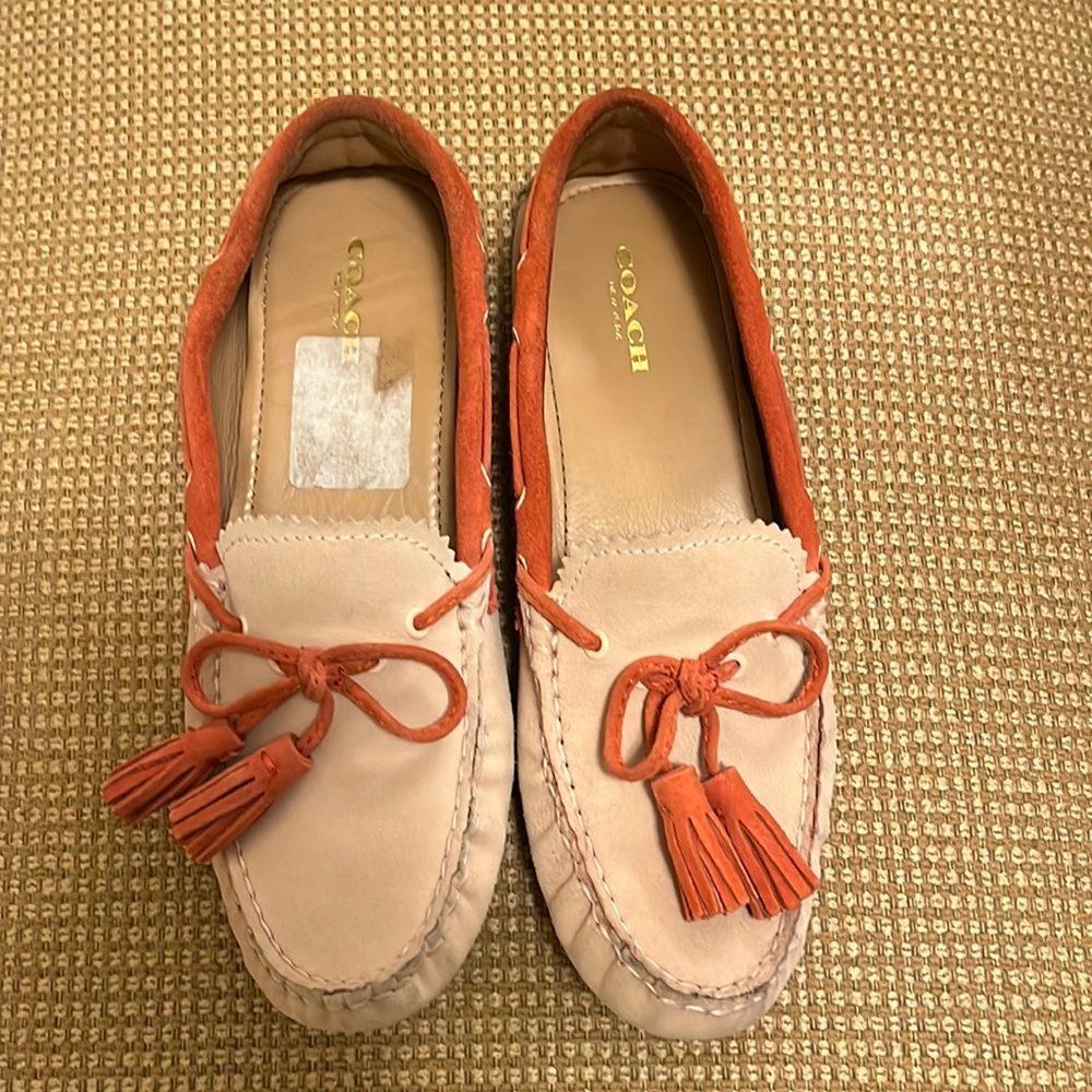Coach- moccasins-peach- size 5